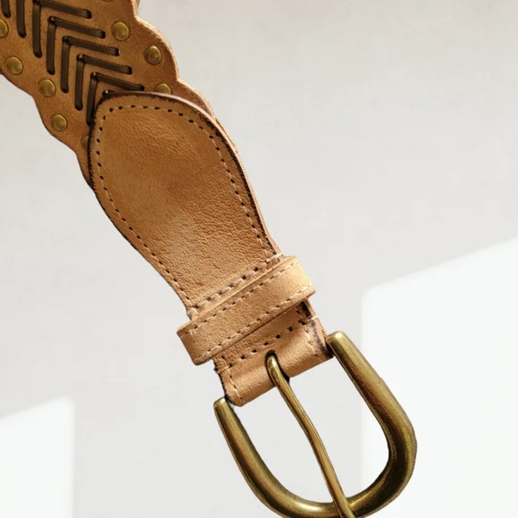 ANOTHER LINE | Vintage Tan Leather Belt Sz.M - Picture 6 of 7